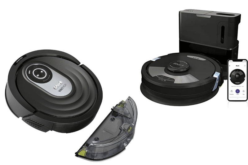 Verschiedene Varianten von Shark Saugrobotern sind zu sehen.